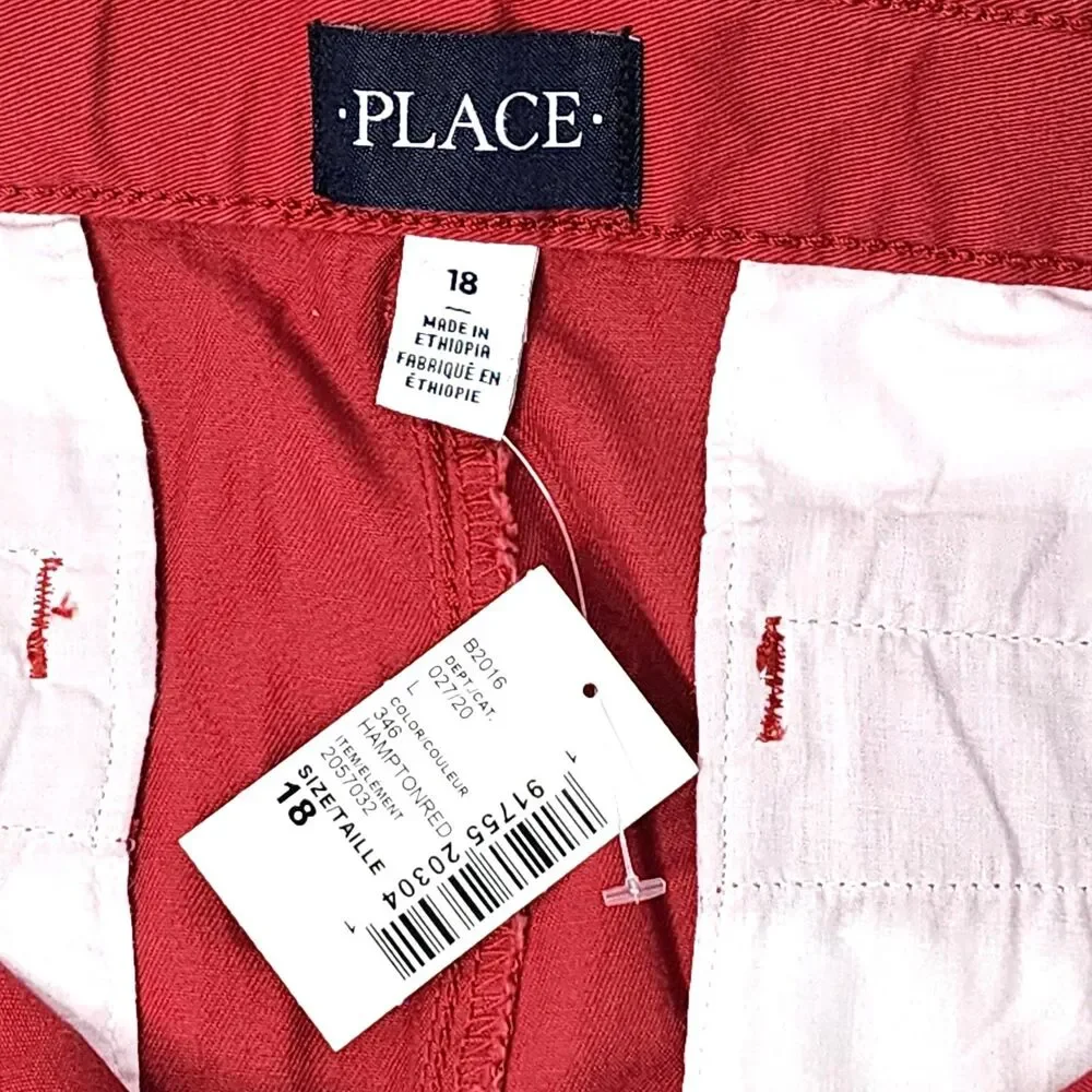 The Children's Place Boys Red Chino Pants Size 18 NWT Adjustable Waist